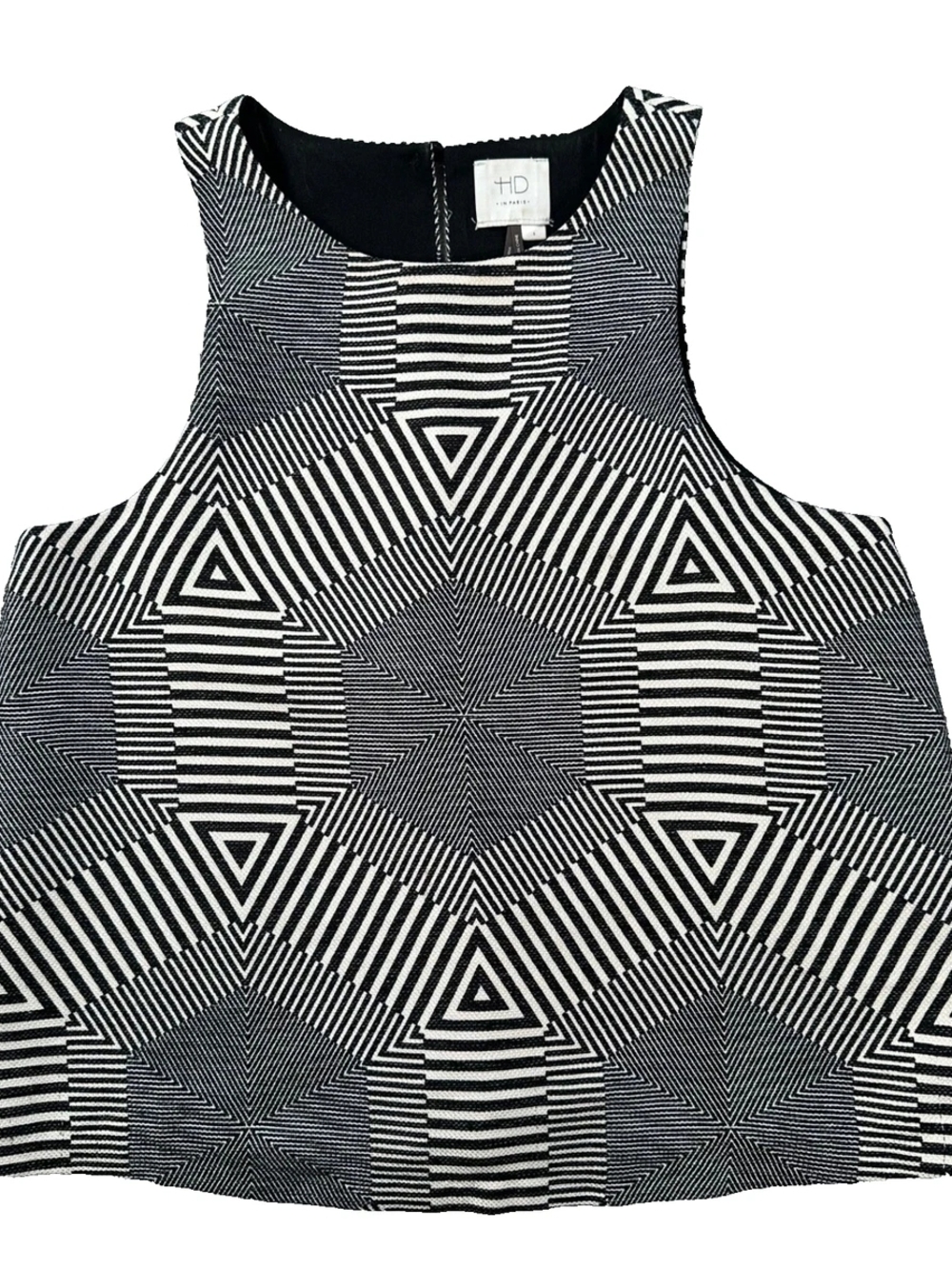 HD in Paris Black & White Geometric Crop Top
